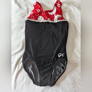 GK Elite Gymnastics Leotard AXS Boack Velvet With Red Design
